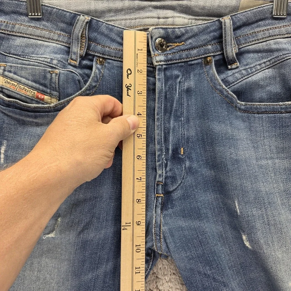 Diesel Jeans Mens 30x32 Blue Akee Regular Slim Tapered Button Fly Stretch 084GG